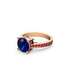 Lab safir ve rodolit garnet 925 ayar rose altın kaplama gümüş yüzük
