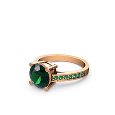 Marvina Yuvarlak Tektaş Yüzük - Yeşil kuvars 8 ayar rose altın yüzük #1dn5u3p