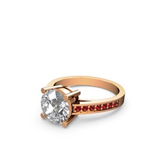 Marvina Yuvarlak Tektaş Yüzük - Swarovski ve garnet 925 ayar rose altın kaplama gümüş yüzük #1fhq7h9