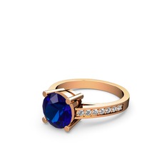 Lab safir ve swarovski 8 ayar rose altın yüzük