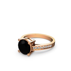 Siyah zirkon ve swarovski 8 ayar rose altın yüzük