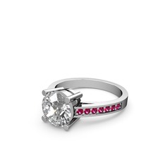 Swarovski ve rodolit garnet 18 ayar beyaz altın yüzük
