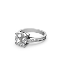 Swarovski ve beyaz zirkon 14 ayar beyaz altın yüzük