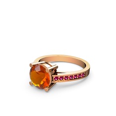 Sitrin ve rodolit garnet 8 ayar rose altın yüzük
