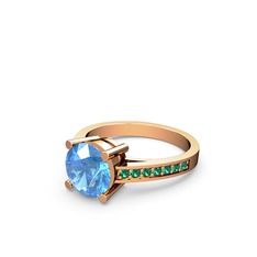 Akuamarin ve yeşil kuvars 18 ayar rose altın yüzük