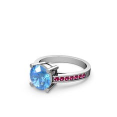 Akuamarin ve rodolit garnet 925 ayar gümüş yüzük
