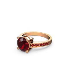 Marvina Yuvarlak Tektaş Yüzük - Garnet 8 ayar rose altın yüzük #2ns0op