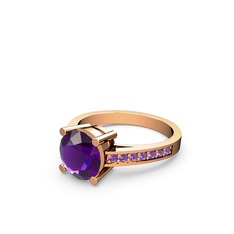 Ametist 925 ayar rose altın kaplama gümüş yüzük