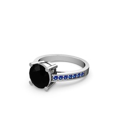 Siyah zirkon ve lab safir 925 ayar gümüş yüzük