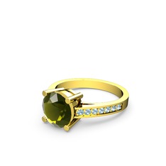 Peridot ve akuamarin 925 ayar altın kaplama gümüş yüzük