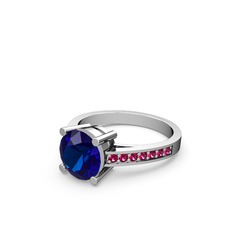 Lab safir ve rodolit garnet 8 ayar beyaz altın yüzük