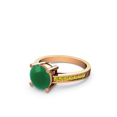Kök zümrüt ve peridot 925 ayar rose altın kaplama gümüş yüzük