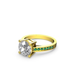 Swarovski ve yeşil kuvars 8 ayar altın yüzük