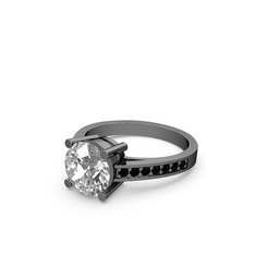 Swarovski ve siyah zirkon 925 ayar siyah rodyum kaplama gümüş yüzük