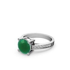 Kök zümrüt ve swarovski 18 ayar beyaz altın yüzük