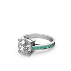 Swarovski ve kök zümrüt 925 ayar gümüş yüzük