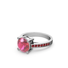 Pembe kuvars ve garnet 925 ayar gümüş yüzük