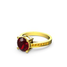 Garnet ve sitrin 14 ayar altın yüzük