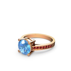 Marvina Yuvarlak Tektaş Yüzük - Akuamarin ve garnet 18 ayar rose altın yüzük #whyptb