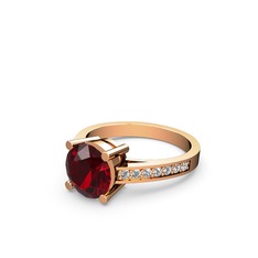 Garnet ve swarovski 14 ayar rose altın yüzük