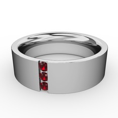 Garnet 18 ayar beyaz altın yüzük