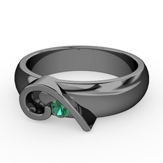 Bellissa Alyans - Yeşil kuvars 925 ayar siyah rodyum kaplama gümüş yüzük #1vhpcsr