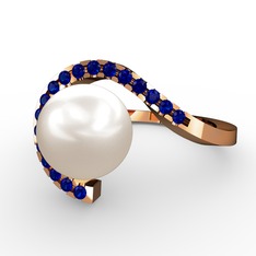 Heloise İnci Yüzük - Inci ve lab safir 18 ayar rose altın yüzük #131u6lh