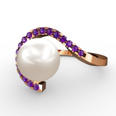 Inci ve ametist 14 ayar rose altın yüzük
