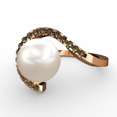 Heloise İnci Yüzük - Inci ve dumanlı kuvars 8 ayar rose altın yüzük #1kmwxjx