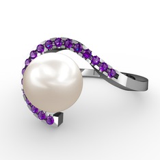 Inci ve ametist 925 ayar gümüş yüzük