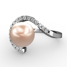 Pembe inci ve swarovski 925 ayar gümüş yüzük
