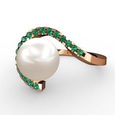 Inci ve yeşil kuvars 14 ayar rose altın yüzük