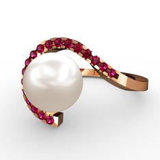 Inci ve rodolit garnet 18 ayar rose altın yüzük