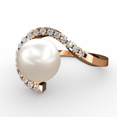 Inci ve beyaz zirkon 925 ayar rose altın kaplama gümüş yüzük