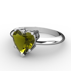 Peridot 8 ayar beyaz altın yüzük