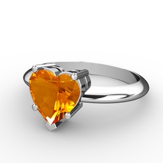 Sitrin 14 ayar beyaz altın yüzük