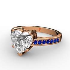 Lovie Kalp Tektaş Yüzük - Swarovski ve lab safir 925 ayar rose altın kaplama gümüş yüzük #10v5hob