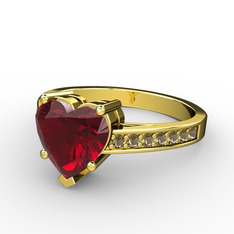 Garnet ve dumanlı kuvars 18 ayar altın yüzük