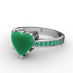Lovie Kalp Tektaş Yüzük - Kök zümrüt ve yeşil kuvars 925 ayar gümüş yüzük #12sgtr2