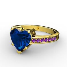 Lab safir ve ametist 925 ayar altın kaplama gümüş yüzük