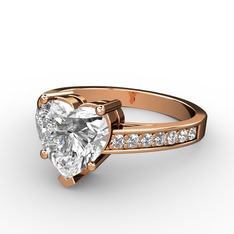 Lovie Kalp Tektaş Yüzük - Beyaz zirkon ve pırlanta 18 ayar rose altın yüzük (0.21 karat) #15dlyzl