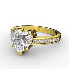 Lovie Kalp Tektaş Yüzük - Beyaz zirkon ve swarovski 18 ayar altın yüzük #177kqtp
