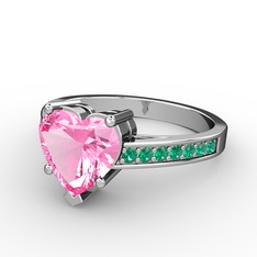 Lovie Kalp Tektaş Yüzük - Pembe kuvars ve yeşil kuvars 925 ayar gümüş yüzük #17zidwx