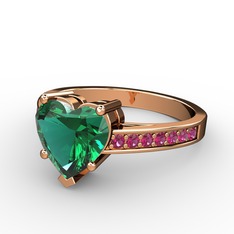Yeşil kuvars ve rodolit garnet 18 ayar rose altın yüzük