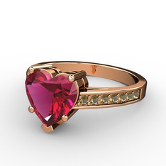 Rodolit garnet ve dumanlı kuvars 14 ayar rose altın yüzük