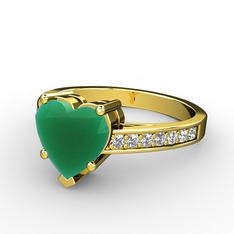 Lovie Kalp Tektaş Yüzük - Kök zümrüt ve pırlanta 8 ayar altın yüzük (0.21 karat) #1d2slu2