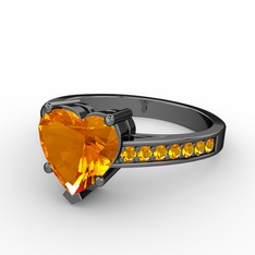 Sitrin 925 ayar siyah rodyum kaplama gümüş yüzük