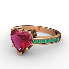 Rodolit garnet ve yeşil kuvars 14 ayar rose altın yüzük