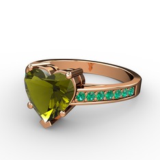 Peridot ve yeşil kuvars 8 ayar rose altın yüzük