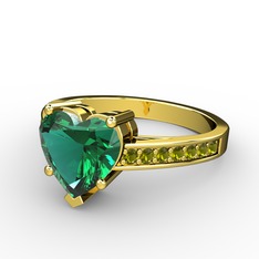 Lovie Kalp Tektaş Yüzük - Yeşil kuvars ve peridot 8 ayar altın yüzük #1lnbqza
